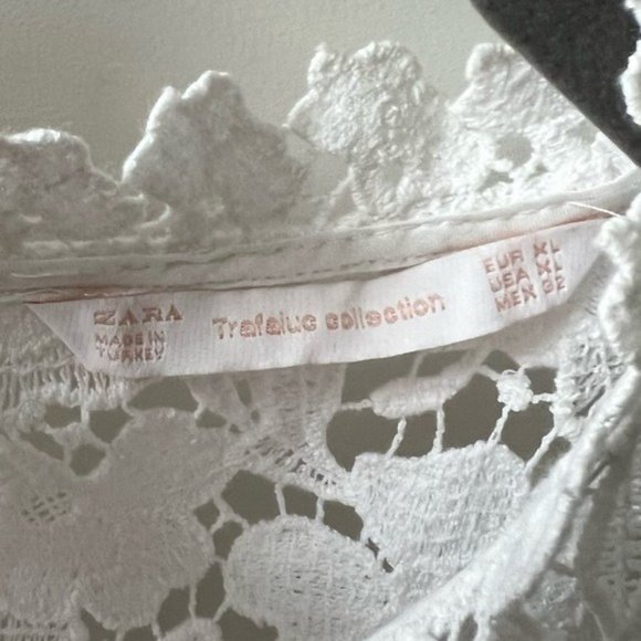 Zara Pleated Lace Top Blouse Babydoll Semi Cropped B - Picture 8 of 13